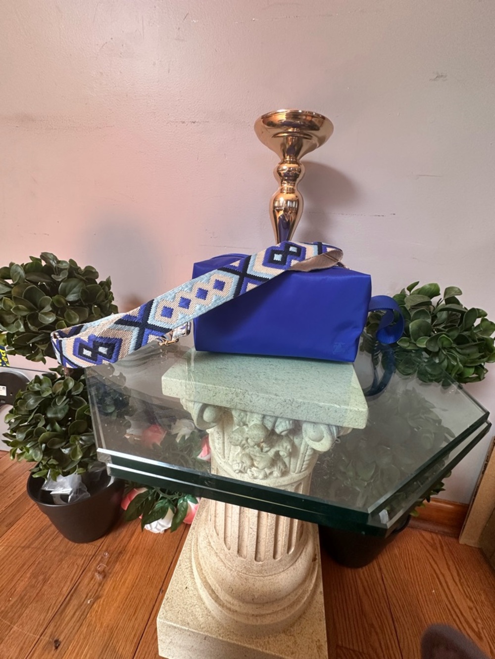 Burberry Royal Blue Satin Logo Pouch - Picture 5 of 11